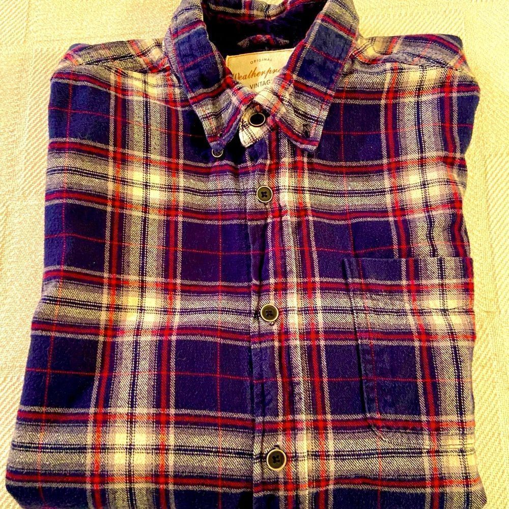 Weatherproof Vintage Men's Shirt Plaid Flannel Long Sleeve Size M.